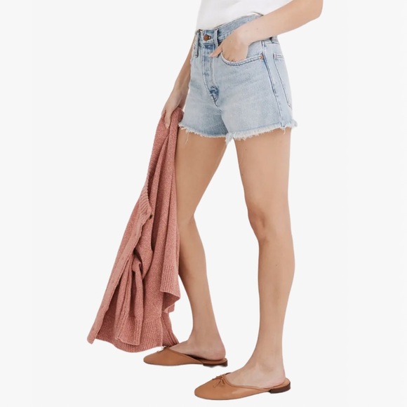 Levi’s High-Rise Frayed Hem Women’s Jean Shorts - 28 - Picture 3 of 13